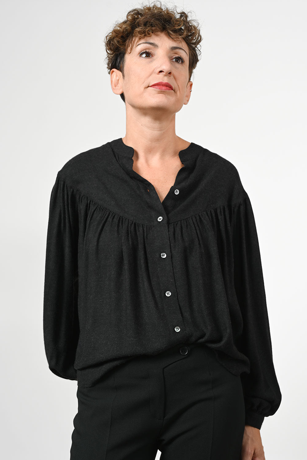 Copine Wool Blouse - dark grey