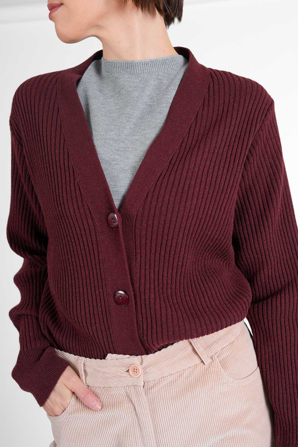 Fama Cardigan - bordeaux